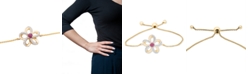 Macy's Ruby (1/6 ct. t.w.) & Diamond (1/10 ct. t.w.) Flower Bolo Bracelet in 14k Gold